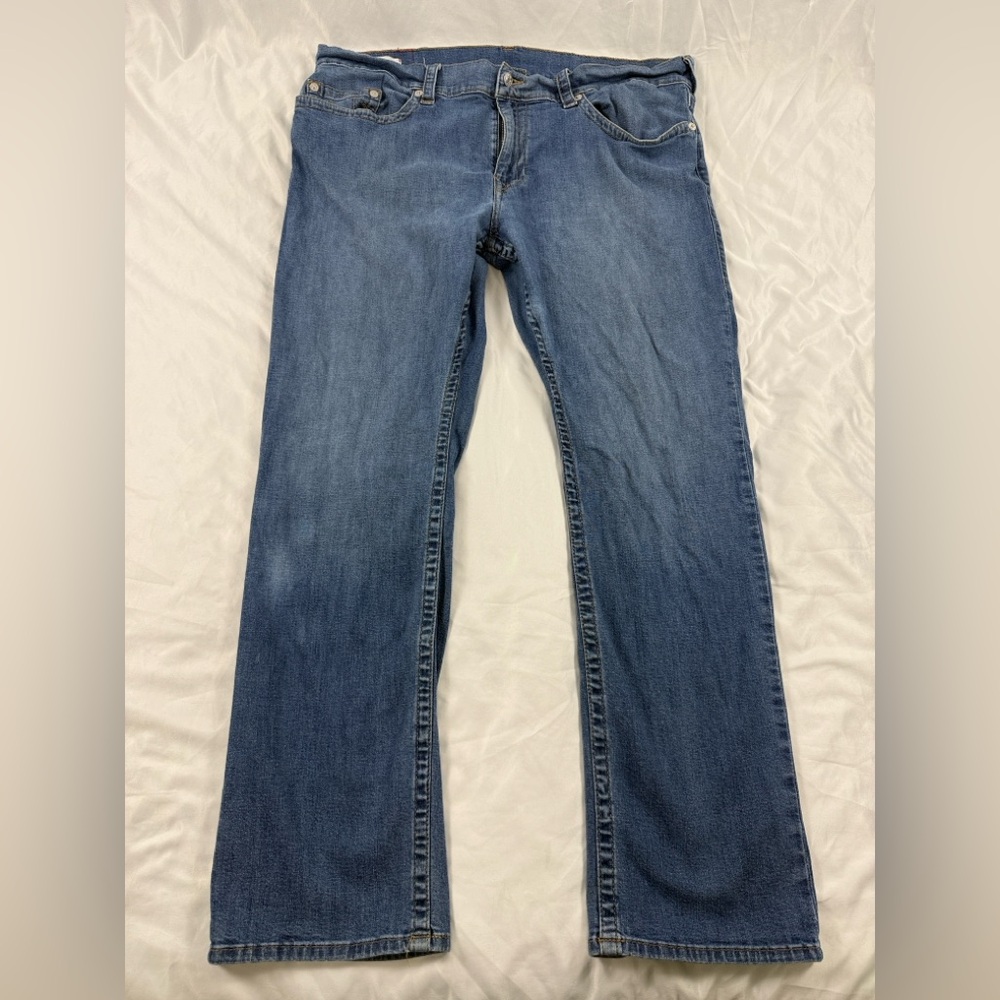 True Religion Ricky Jeans Mens 40x31 Relaxed Straight Medium Wash Stretch Denim